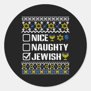 Adesivo Redondo Suor judeu e travesso Hanukkah Chanukah