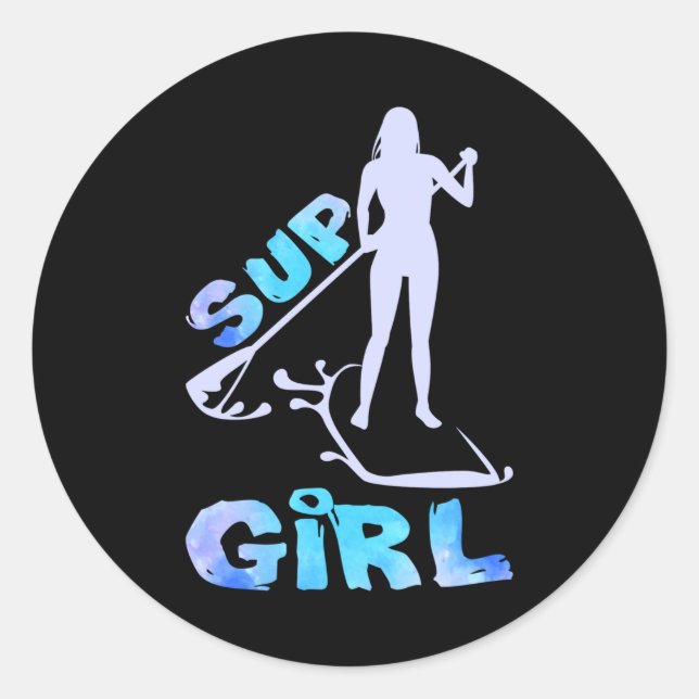 Adesivo Redondo SUP Girl SUP Paddle Board (Frente)