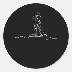Adesivo Redondo SUP Mandar para cima Paddel Uma Arte de Linha