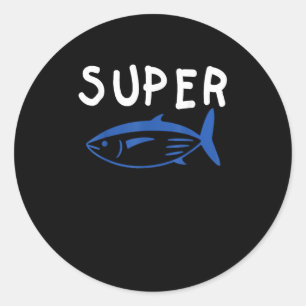 Adesivo Redondo Super Atum Fish Army Engraçado Kp Music Men Mulher
