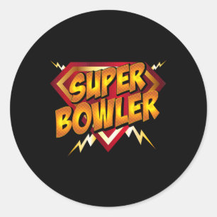 Adesivo Redondo Super Bowler Funny Boliche Ideia de Presente