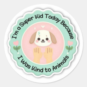 Adesivo Redondo Super-Criança - Tipo de Vinheta de Animais