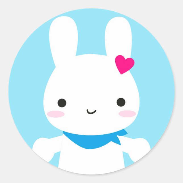 Adesivo Redondo Super Cute Kawaii Bunny (Frente)
