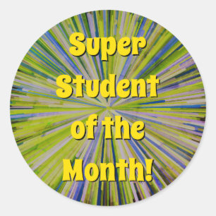 Adesivo Redondo "Super Estudante do Mês!"