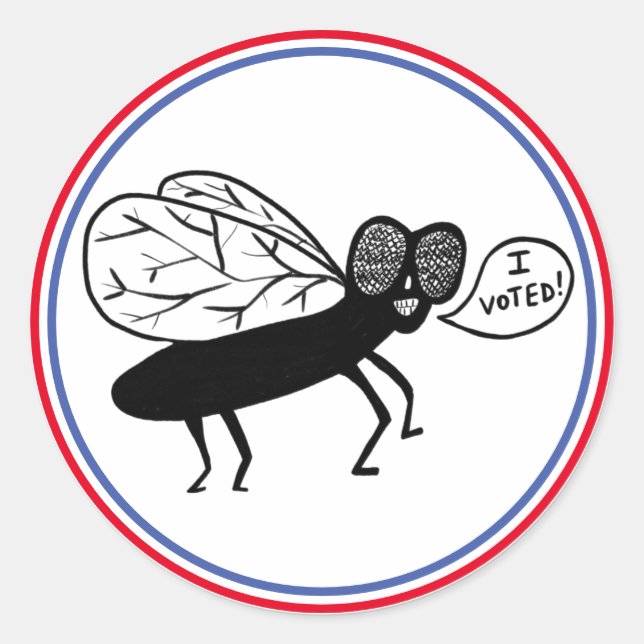 Adesivo Redondo Super Fly diz que VOTEI! Azul branco vermelho (Frente)