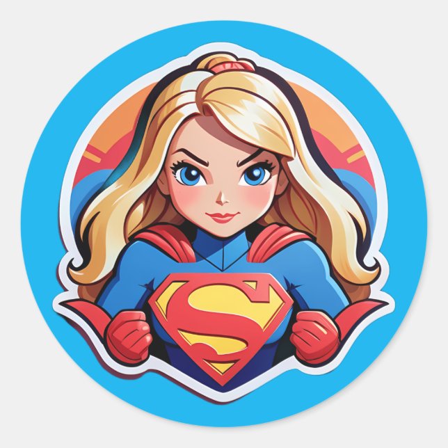 Adesivo Redondo Super Girl Sticker (Frente)