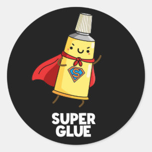Adesivo Redondo Super Glue Funny Super Hero Pun Dark BG