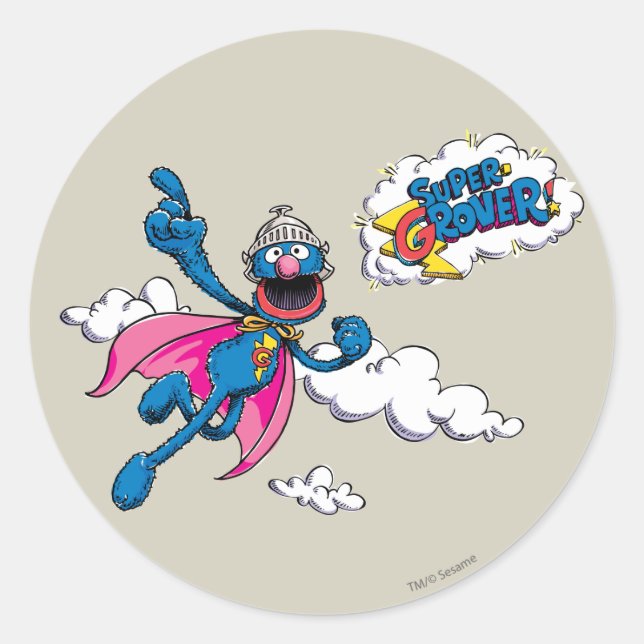 Adesivo Redondo Super Grover Antigo (Frente)