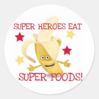 Adesivo Redondo Super Heroes EAT Super Comidas