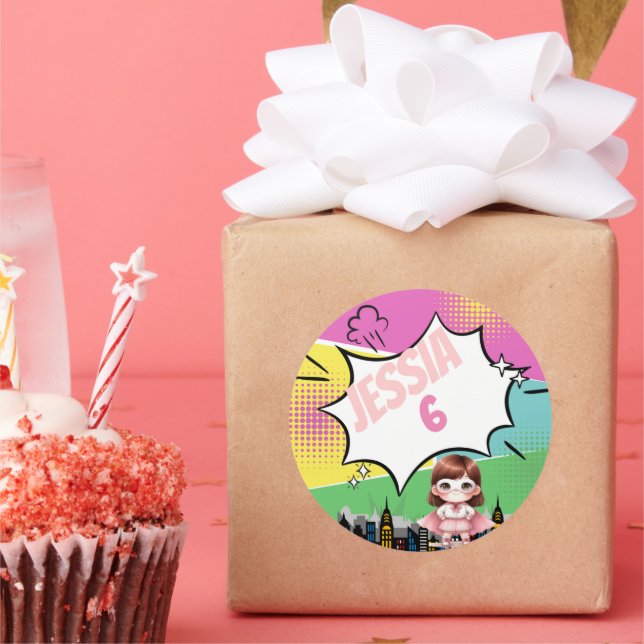 Adesivo Redondo Super-herói Birthday (Festa)