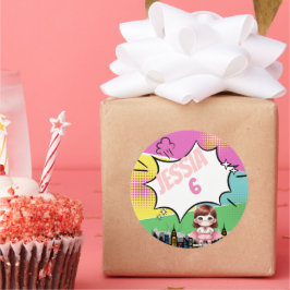 Adesivo Redondo Super-herói Birthday