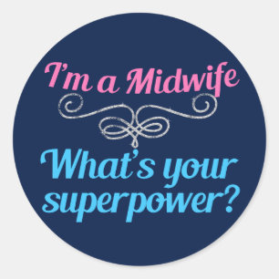 Adesivo Redondo Super-herói da Parteira Engraçada