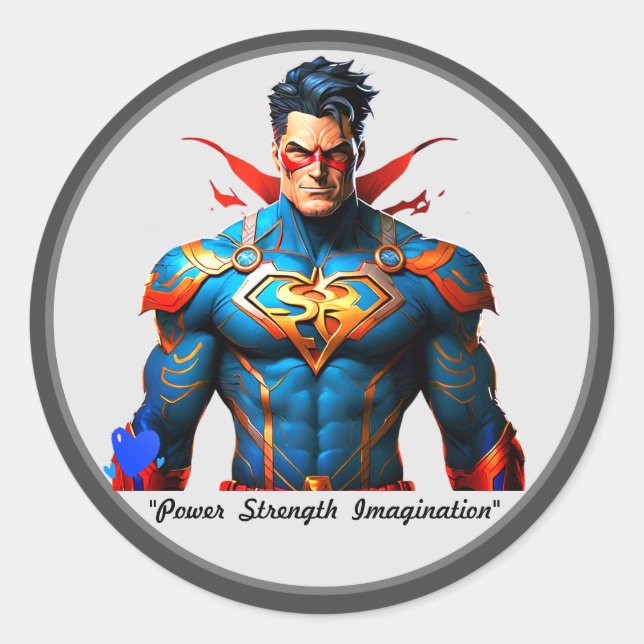 Adesivo Redondo "Super-herói Design Studio" (Frente)