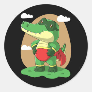 Adesivo Redondo Super-herói do crocodilo bonito