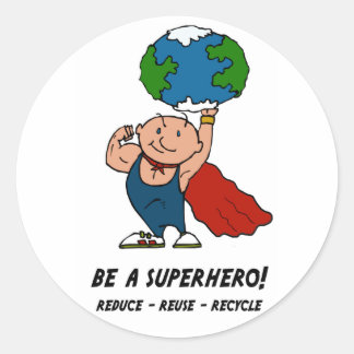 Adesivo Redondo Super-herói do Dia da Terra