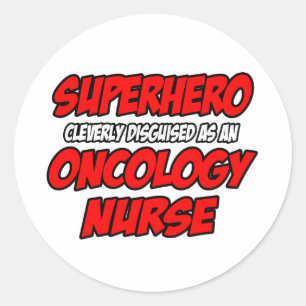Adesivo Redondo Super-herói...Enfermeira de Oncologia