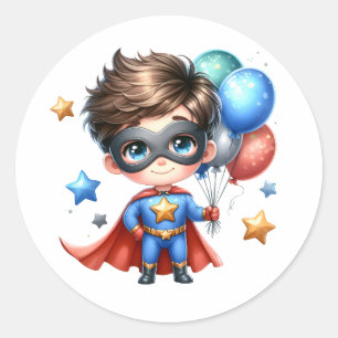 Adesivo Redondo Super-Herói Festa de Aniversário