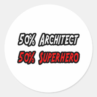 Adesivo Redondo Super-herói Metade Arquiteto