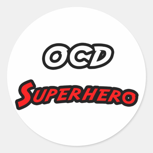 Adesivo Redondo Super-herói OCD (Frente)