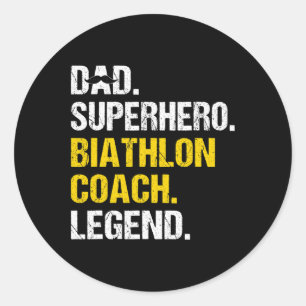 Adesivo Redondo Super Herói Pai Biathlon Treinador Funny Biathlon