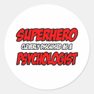Adesivo Redondo Super-herói...Psicólogo.