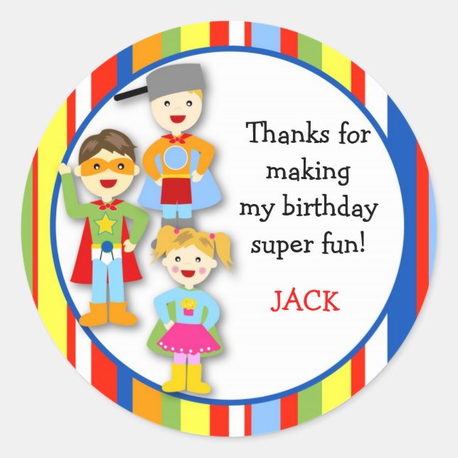 Adesivo Redondo Super Herói Selo do Super Herói (Frente)