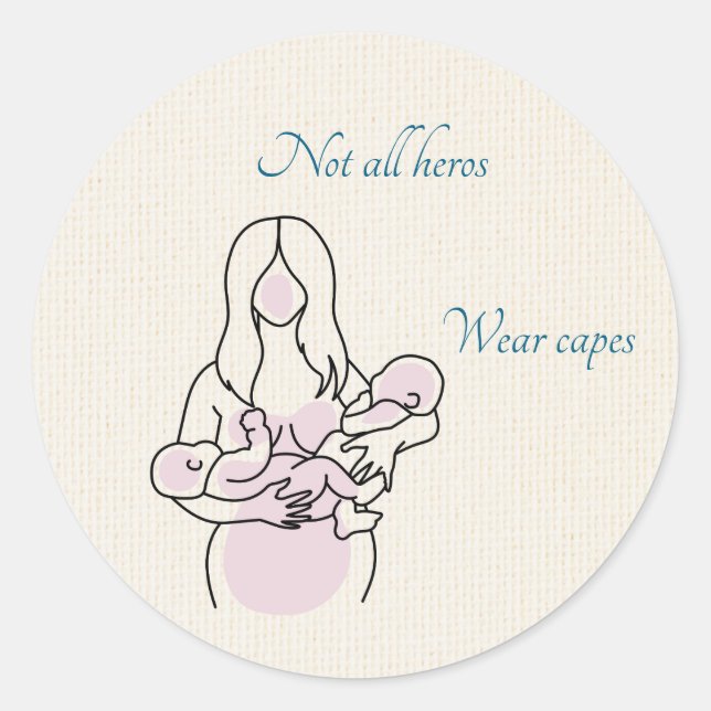 Adesivo Redondo Super-herói Twin Mãe (Frente)