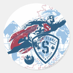 Adesivo Redondo Super-Homem e Mapa