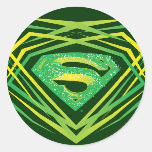 Adesivo Redondo Super-Homem Estilizado  Logotipo decorativo verde