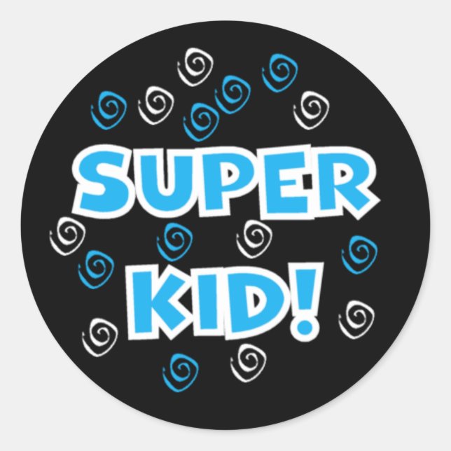 Adesivo Redondo Super Kid Blue e Black Stickers (Frente)