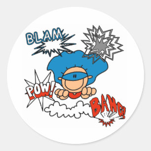Adesivo Redondo Super Menino Blam Bang Pow