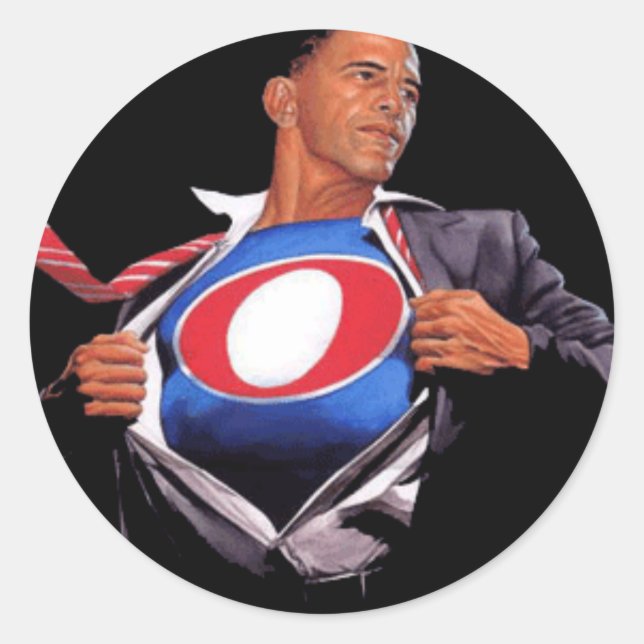 Adesivo Redondo Super Obama Sticker (Frente)