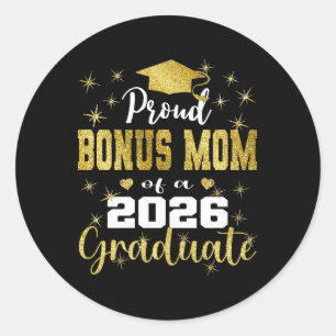Adesivo Redondo Super Orgulhosa Mãe Bônus de Graduado de 2026 Grad