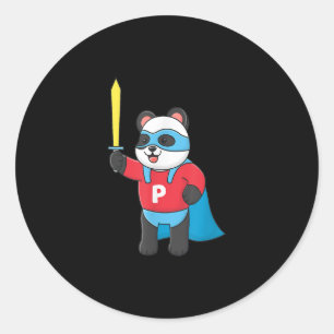 Adesivo Redondo Super Panda Bonita Vestindo Uma Máscara E Seguran