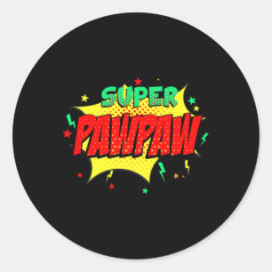 Adesivo Redondo Super Pawpaw Comic Themed Style Super Pais