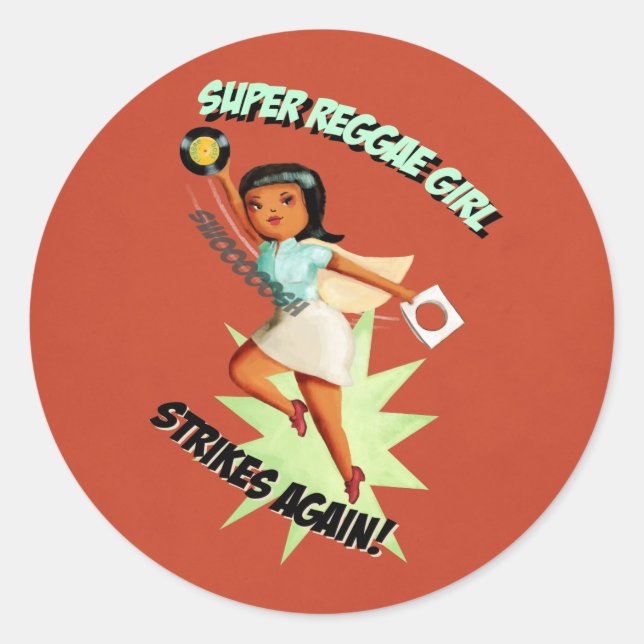 Adesivo Redondo Super Reggae Girl (Frente)