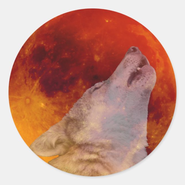 Adesivo Redondo Super Sangue Wolf Moon 2019 (Frente)