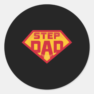 Adesivo Redondo Super Stepdad Funny Hero Step Pai Birthday Pais