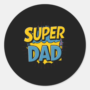 Adesivo Redondo Superdad Engraçado Design de Super-Herói Pai Fanta