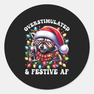 Adesivo Redondo Superestimulado E Festivo Af Mapache Feral Luces