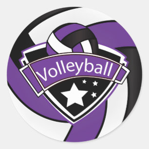 Adesivo Redondo Superestrela de Volei Roxo, Branco e Preto