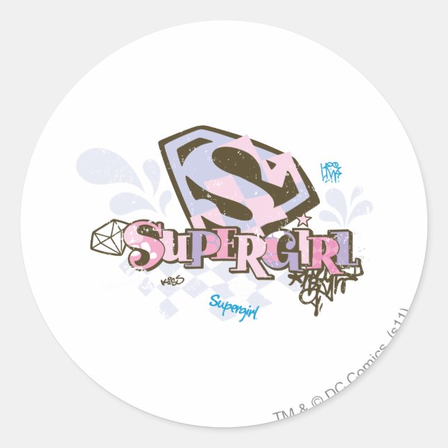 Adesivo Redondo Supergirl 1 tão fabuloso (Frente)