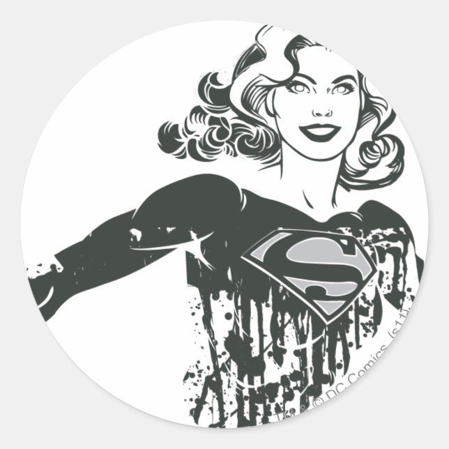 Adesivo Redondo Supergirl Black and White Drake 1 (Frente)