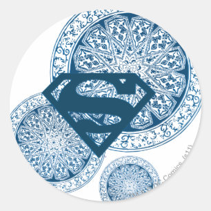 Adesivo Redondo Supergirl Blue Circle Design