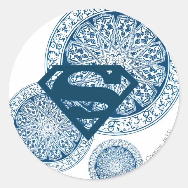Adesivo Redondo Supergirl Blue Circle Design (Frente)