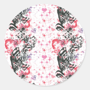 Adesivo Redondo Supergirl Collage Pattern