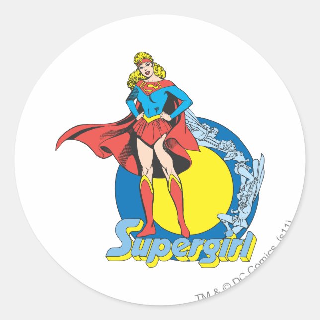 Adesivo Redondo Supergirl com logotipo (Frente)