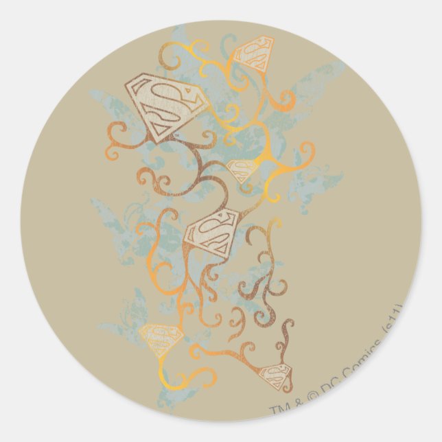 Adesivo Redondo Supergirl Dourada e Brown (Frente)