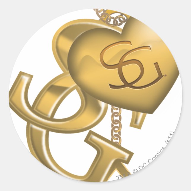 Adesivo Redondo Supergirl Dourado Locket (Frente)