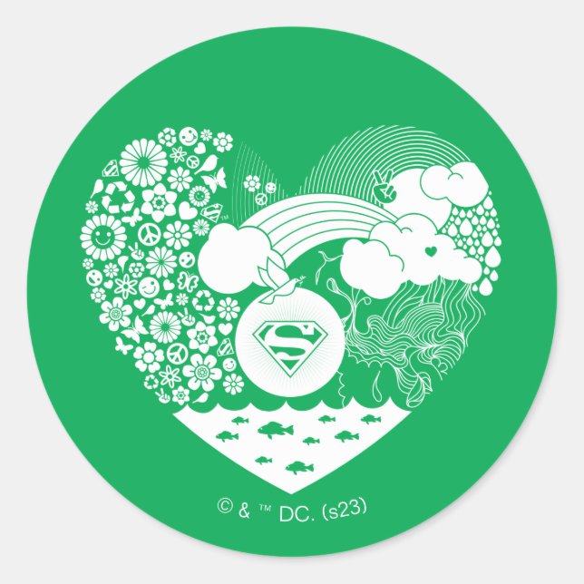 Adesivo Redondo Supergirl Floral Peace Hearic (Frente)